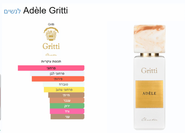 ⁦בושם לאישה 100 מ''ל Gritti Adele או דה פרפיום E.D.P⁩ – תמונה ⁦4⁩